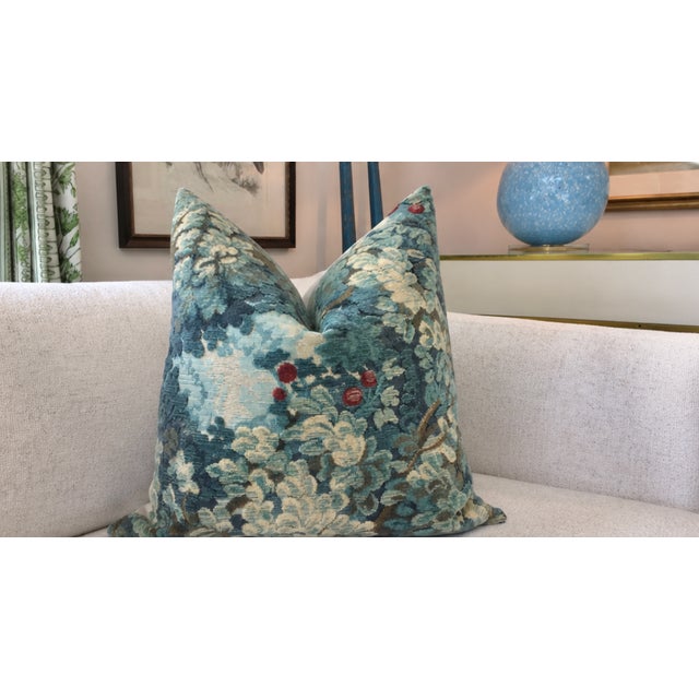 Mid-Century Modern Contemporary Scalamandre Marly in Blue Down-Filled Pillows-1 22" Single Pillow For Sale - Image 3 of 3
