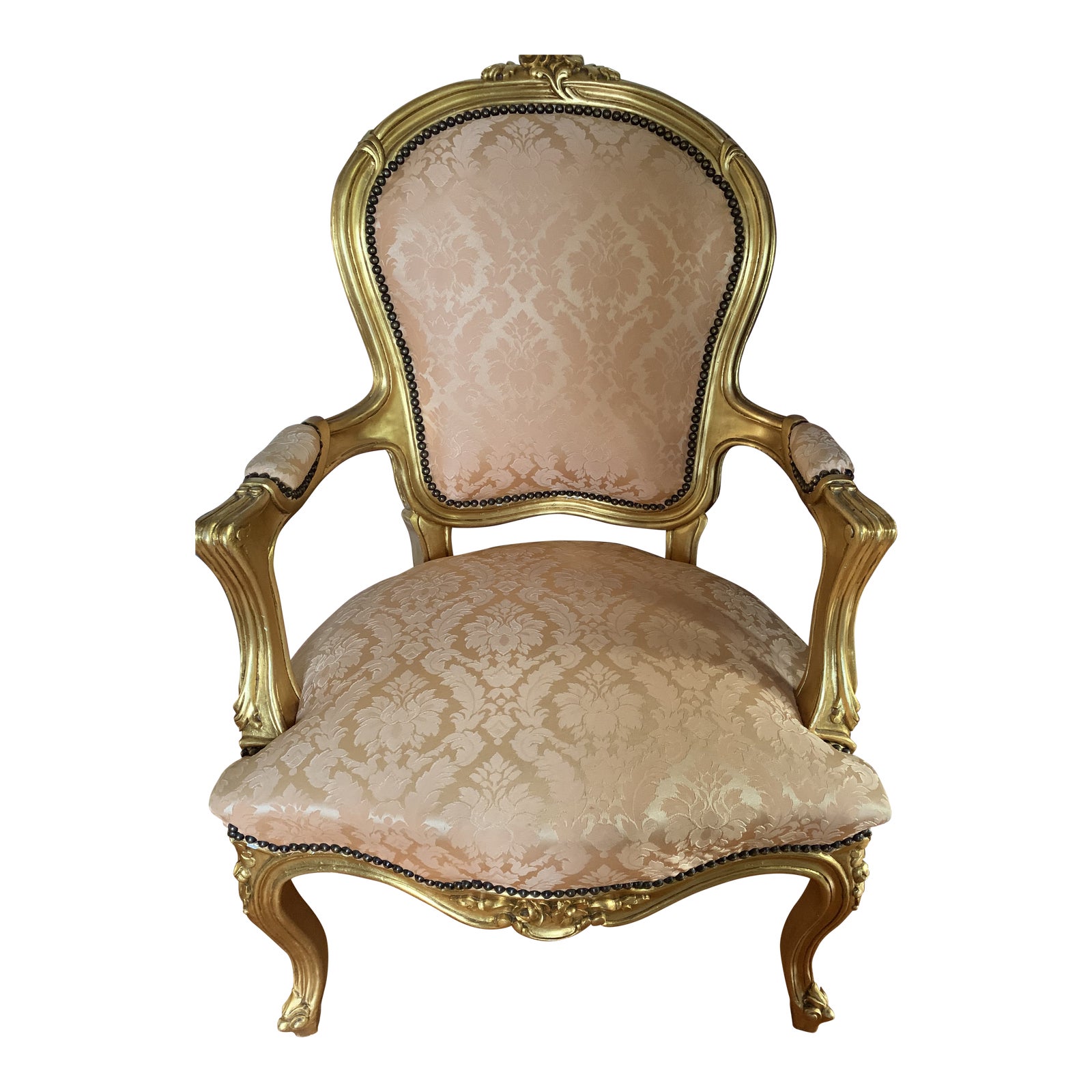 Gold Upholstered Arm Chair | Chairish