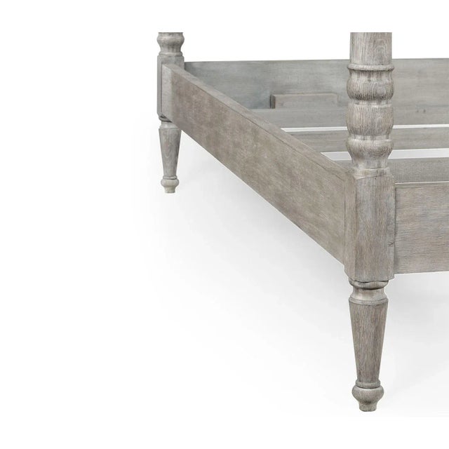 Wood Greyed Oak Four Post King Bed For Sale - Image 7 of 8