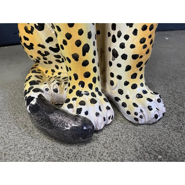 Italian Glazed Terracotta Leopard Figures, 1960s For Sale - Image 9 of 14