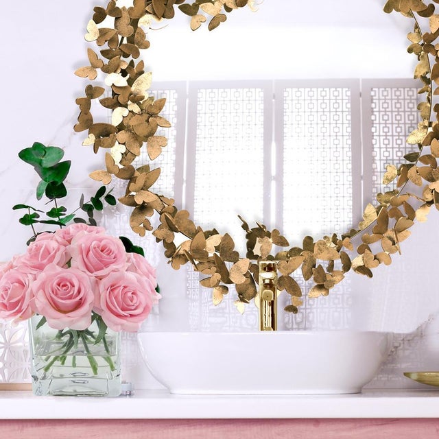 Not Yet Made - Made To Order Brilliant Gold Butterfly Mirror Wall Mirror For Sale - Image 5 of 8