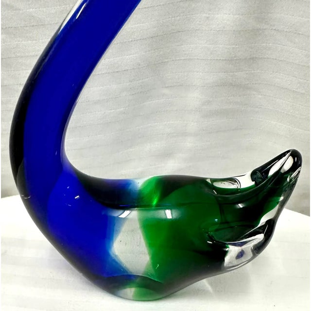 1970’s Cobalt Blue Hand Blown Glass Swan Paperweight For Sale In Birmingham - Image 6 of 6