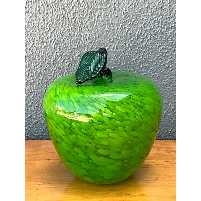 Glass Vintage Art Glass Apple For Sale - Image 7 of 12