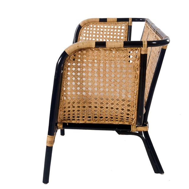 Matthew Izzo Home Quay Bamboo and Rattan Lounge Sofa With Creme Cushion For Sale In New York - Image 6 of 6