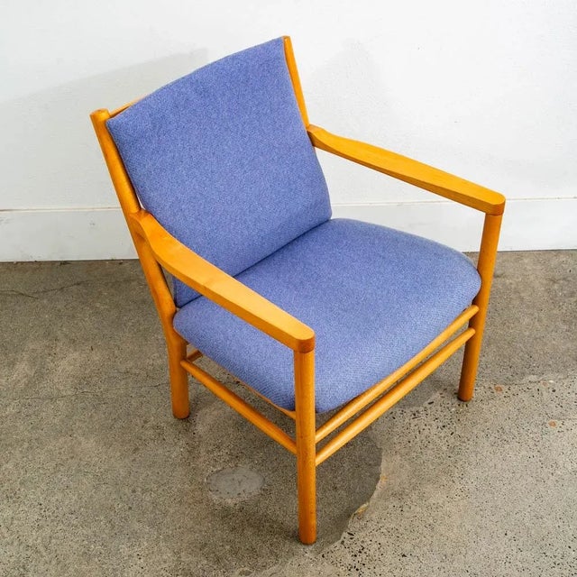 Mid Century Danish Modern Lounge Chair Ole Erik Jorgensen Purple Fabric Wood MCM For Sale - Image 10 of 12