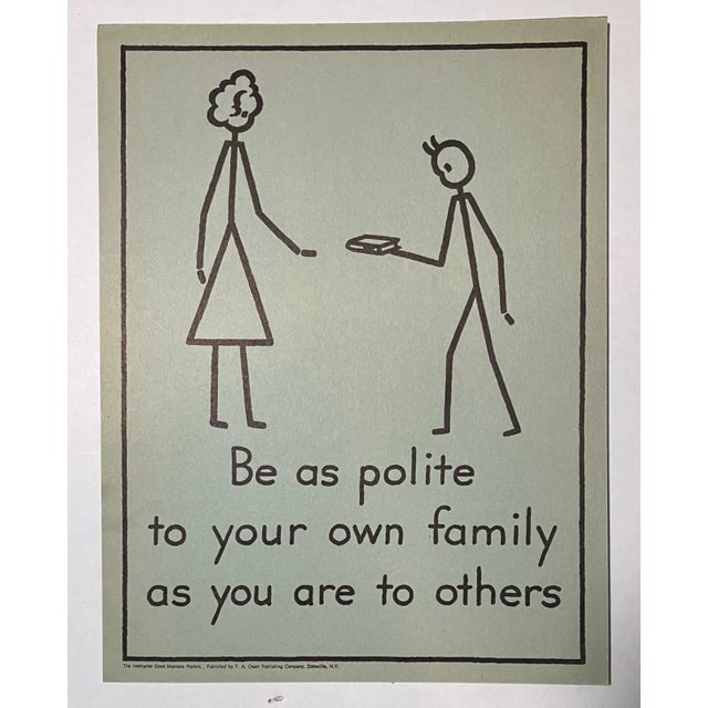 Illustration Vintage 1940s 2-Sided Good Manners Poster in 16x20 Mat: Obey Traffic Signals For Sale - Image 3 of 3