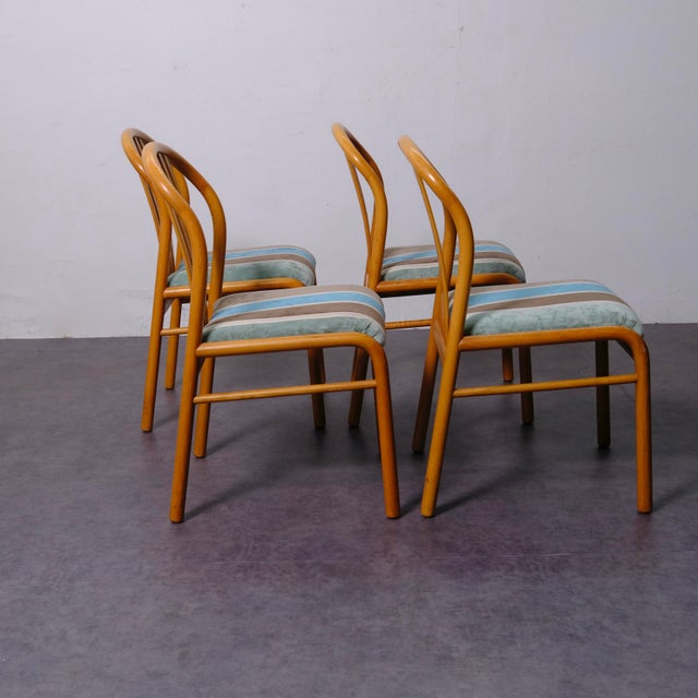 Vintage Wooden and Fabric Chairs, 1970s, Set of 4 For Sale - Image 6 of 17