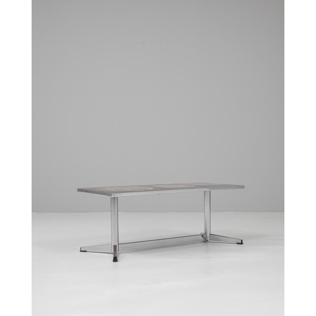 Mid-Century Modern 20th Century French Chrome Coffee Table With Ceramic Top By Juliette Belarti For Sale - Image 3 of 18