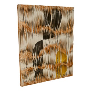 Textile Sculpture Painting with Wave and Relief Effect Using Blue Monochrome Pleating For Sale