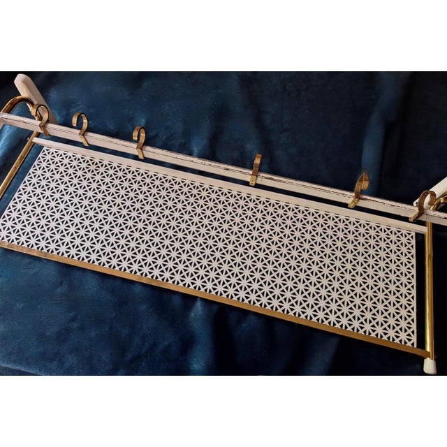 Mid-Century Modern Vintage Coat and Hat Rack in Brass and Perforated Metal, 1960s For Sale - Image 3 of 6