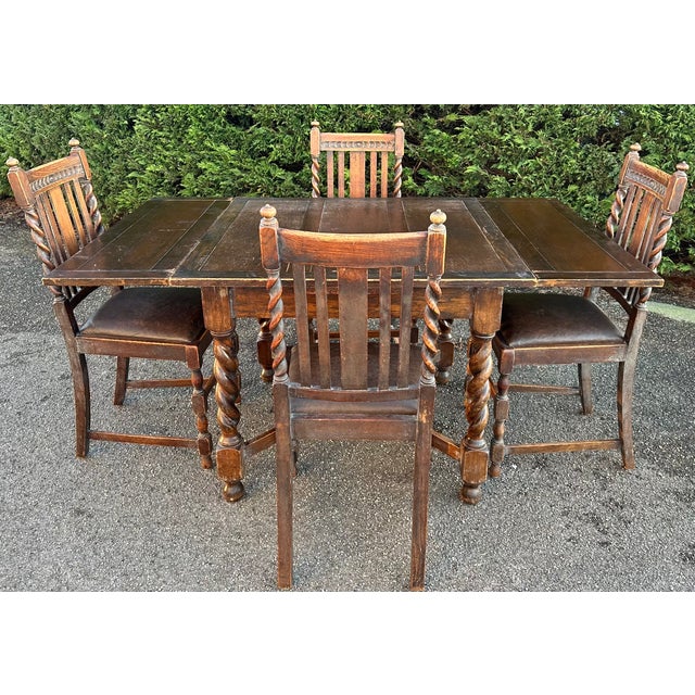 Antique Wooden Dining Set, Set of 5 For Sale - Image 6 of 18