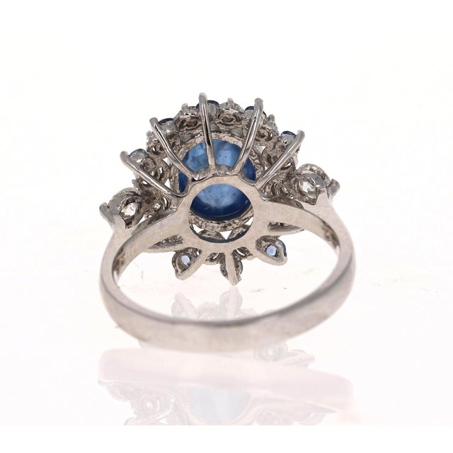 Roshe Jewels Sapphire Ring With Diamonds White Gold Cocktail Ring, 5.20 Carats,, Size 7 For Sale - Image 4 of 9