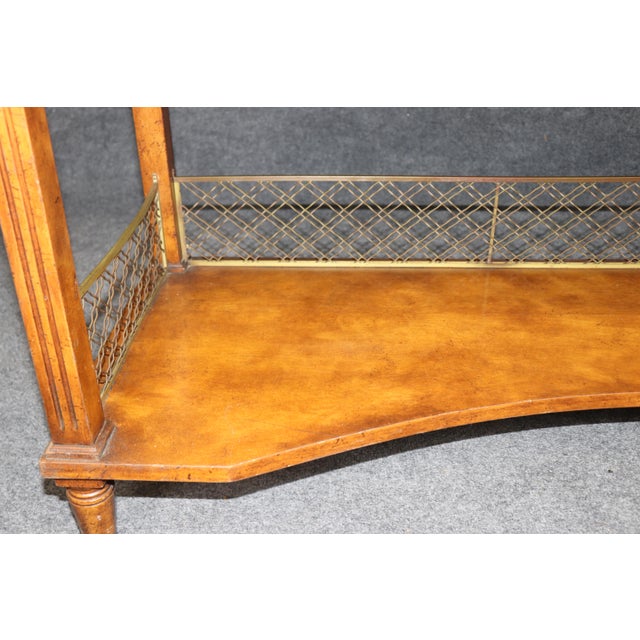Louis XVI Style Brass Mounted Marble Top Two Tier Console Table For Sale - Image 11 of 16