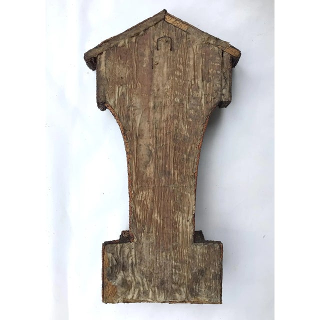 Wood Late 1800s Twig Decorated Wall Pocket With Porcelain Crucifix For Sale - Image 7 of 7