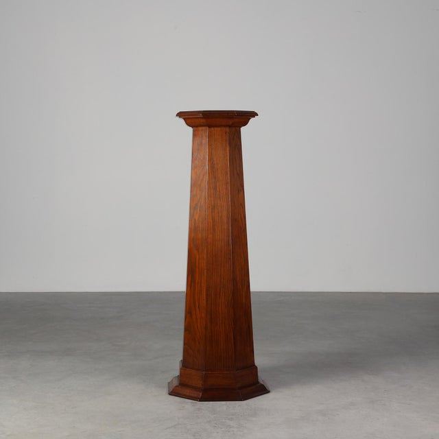 Art Deco French Octagonal Oak Pedestal, 1920s For Sale - Image 13 of 13