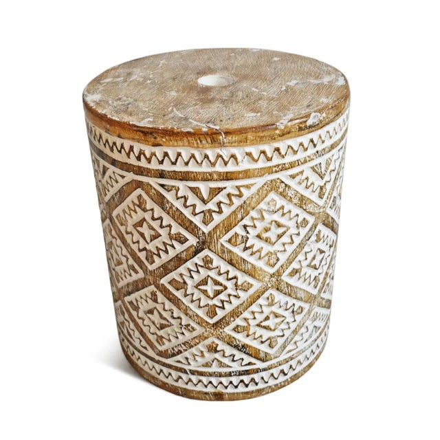 Tribal Vintage Tribal Java Carved Wood Side Table Stand For Sale - Image 3 of 9