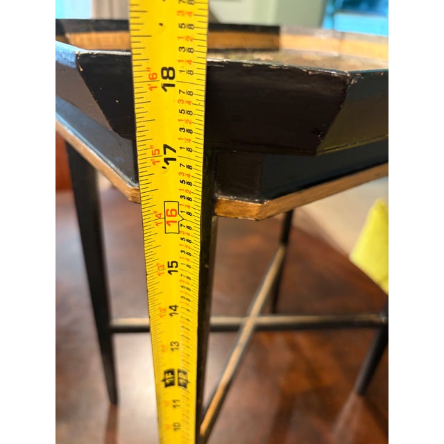 Wood 1930s–1940s Vintage Chinoiserie Black & Gilt Tray Table For Sale - Image 7 of 18