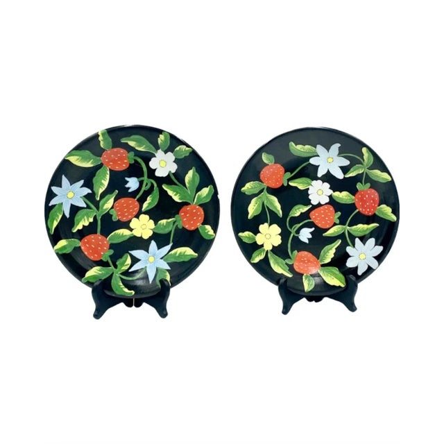 Vintage Bergdorf Goodman Floral Decorative Plates, Made in Italy- a Pair For Sale - Image 11 of 12