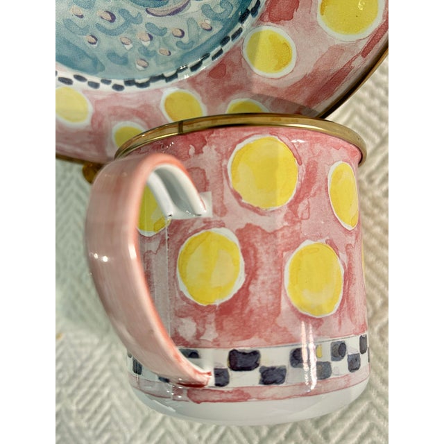 Late 20th Century MacKenzie-Childs "Spring Chicken" Children's Enamel Set - Plate and Mug For Sale In New Orleans - Image 6 of 10