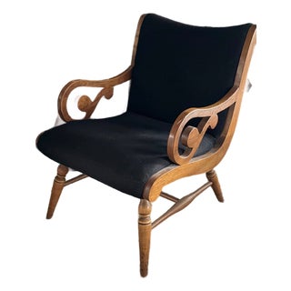 Mid Century American Biedermeier Style Scrolled Armchair For Sale