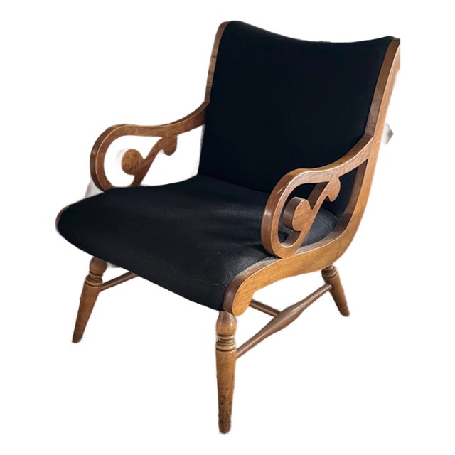 Mid Century American Biedermeier Style Scrolled Armchair For Sale