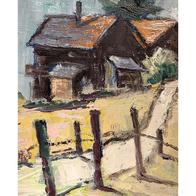 Ernest Voegeli, Hayfields in Adelboden, Bern, Oil on Canvas For Sale - Image 4 of 12