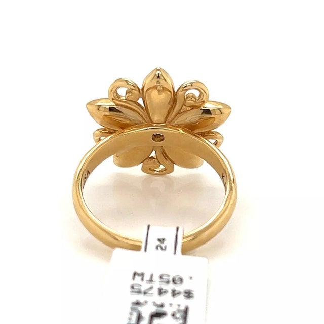 Late 20th Century Kabana Diamond Fire Opal 14k Yellow Gold Flower Ring, Size 7.25 For Sale - Image 5 of 7