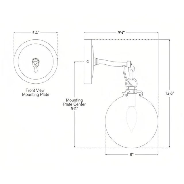 Visual Comfort Thomas O'Brien for Visual Comfort Signature Katie Small Globe Sconce in Polished Nickel with Seeded Glass For Sale - Image 4 of 4
