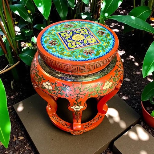 Late 20th Century Vintage Chinese Cloisonne Lacquer Garden Stool