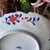 Hand-painted antique Imari leaf plate in fan and flower design // Arita plate // decorative plate // gilt edge // blue and white with orange For Sale - Image 12 of 17