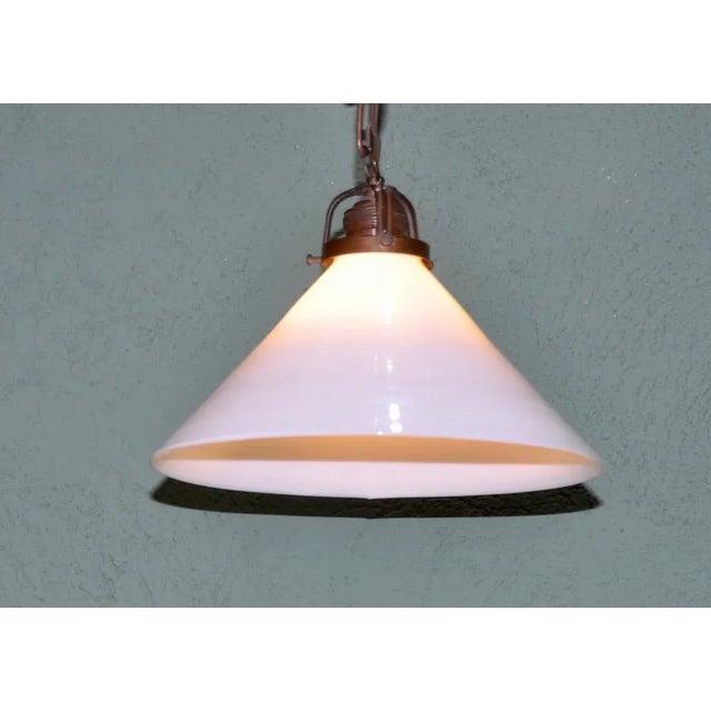 White Opaline Pendant Lamp, 1920s For Sale - Image 4 of 12