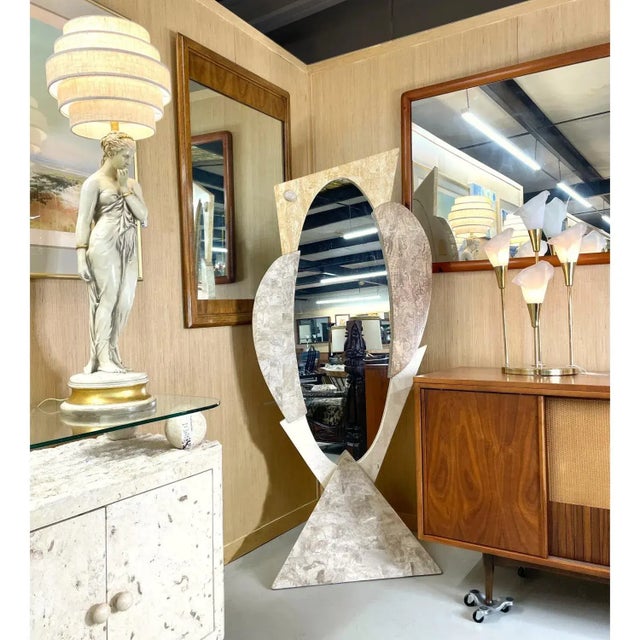 Art Deco Art Deco Coastal Marquis Collection of Beverly Hills Tessellated Stone Full Length Floor Mirror For Sale - Image 3 of 7