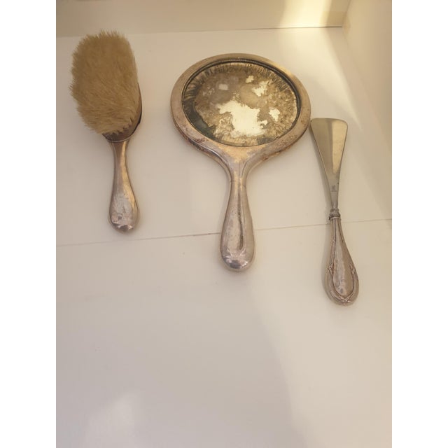 Silver Mirror, Brush, and Shoehorn, Italy, 1930s, Set of 3 For Sale - Image 4 of 4