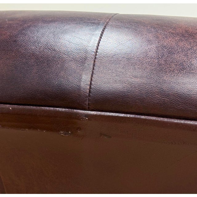 Vintage Oversized Tufted Leather Writers Chair With Ottoman For Sale - Image 10 of 18