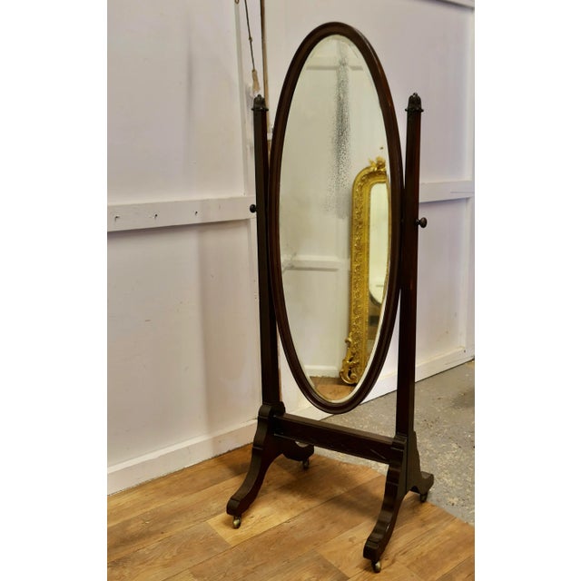 Large French Oval Cheval Dressing Mirror For Sale - Image 4 of 9