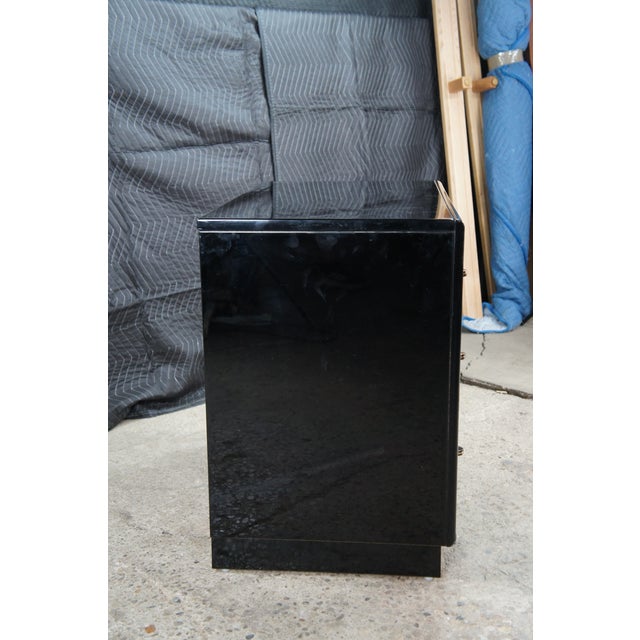 1980s Henredon Scene Three Art Deco Style Walnut Burl Black Lacquer Chest of Drawers For Sale - Image 15 of 15