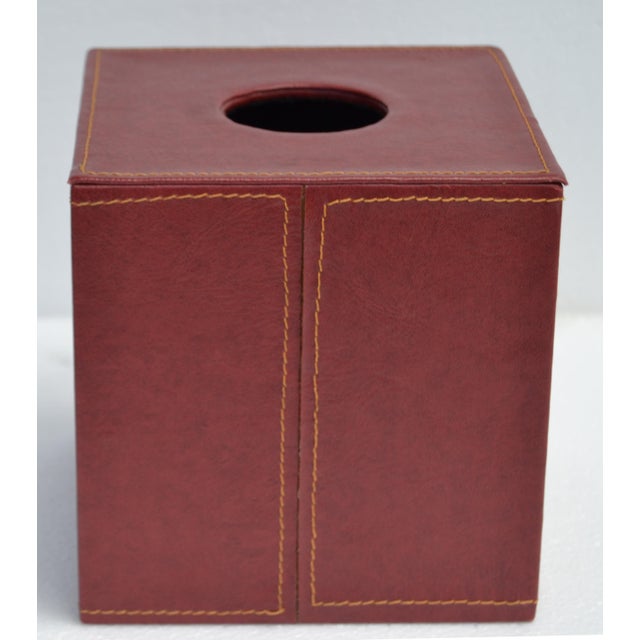 Burgundy Late 20th Century Burgundy Embossed Leather Elephant Tissue Box Kleenex Cover For Sale - Image 8 of 18