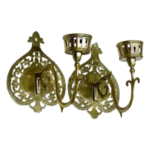 19th Century Brass Wall Candle Holders, Set of 2