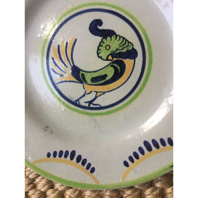 Figurative Vintage French Faience Ceramic Cockatoo Plate For Sale - Image 3 of 8