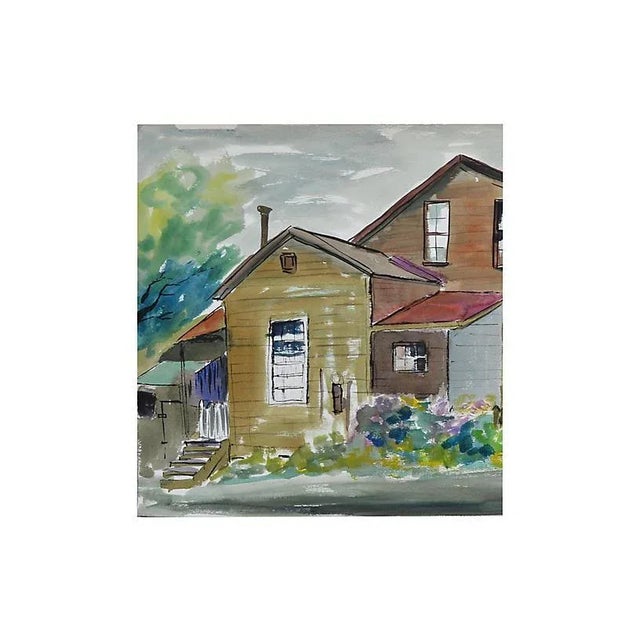 A vintage home and garden is beautifully captured in this watercolor by artist Diane Baldwin (American, 20th century)....