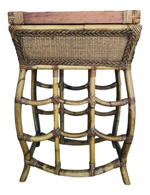 Vintage Bamboo and Wicker Butler Tray Table