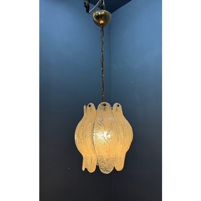1970s Italian Murano Glass Pendant Light with Sculptural Glass Shade, 1970s For Sale - Image 5 of 13