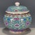 Chinese Turquoise Ground Famille Rose Porcelain Covered Jar For Sale - Image 4 of 9