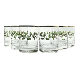 Lenox “Holiday (Dimensions)” Set of 6 Double Old Fashioned Glasses For Sale
