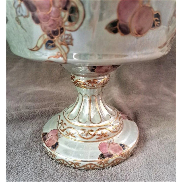 Mint Vintage Chinese Porcelain Reticulated Floral Compote with Hand Grapes Decorations For Sale - Image 8 of 12