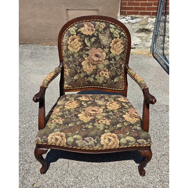 Wood 1970s Extra Large Pair of Vintage Parlor Chair With Removable Fringed Cushions For Sale - Image 7 of 7