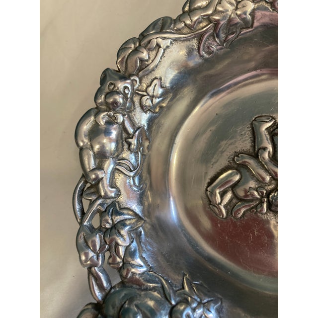 Metal Arthur Court Vintage Aluminum Teddy Bear Bowl With Ornate Floral Repoussé Rim For Sale - Image 7 of 10