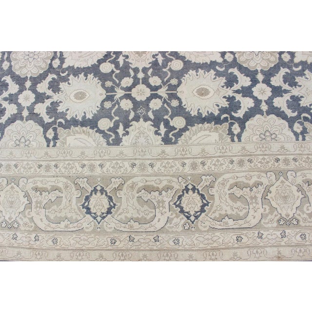 Tan Large Vintage Tabriz Rug With All-Over Motif Design in Steel Gray and Tan 11'5 X 15'11 For Sale - Image 8 of 13