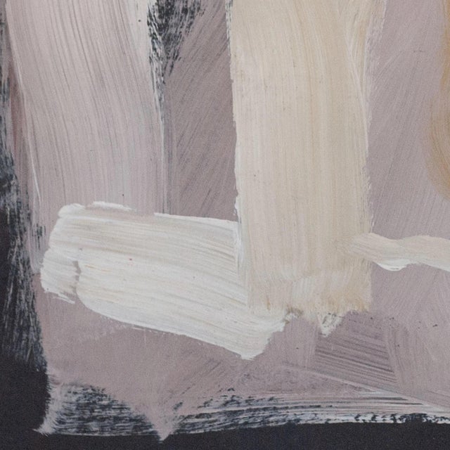 Modern Elvira Fustero, Abstract Composition in Ochre and Plum, 1970s, Oil on Panel For Sale - Image 3 of 5