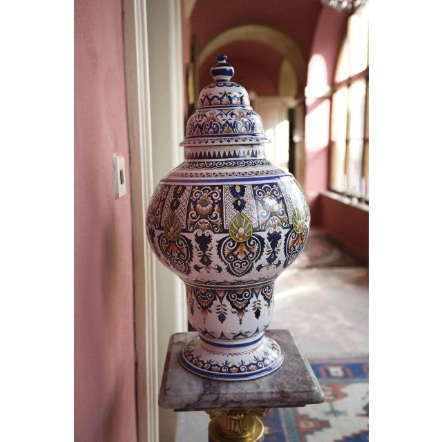 Ceramic Hand-Painted Delft Vase, Netherlands For Sale - Image 7 of 7